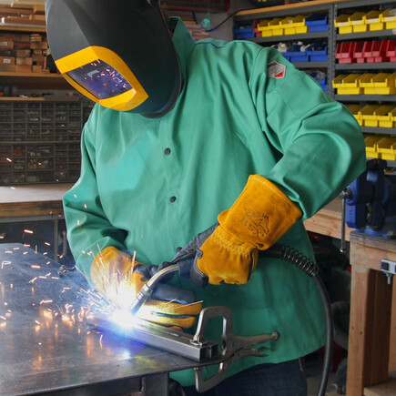 Black Stallion BM88 Large BSX® Premium Grain Pigskin Cowhide Back MIG Welding Gloves