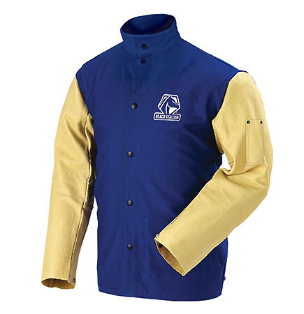 Black Stallion FRB9-30C/PS FR Cotton & Grain Pigskin Hybrid Welding Jacket, Royal Blue 2XLarge