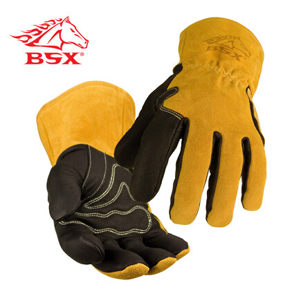 Black Stallion BM88 Large BSX® Premium Grain Pigskin Cowhide Back MIG Welding Gloves