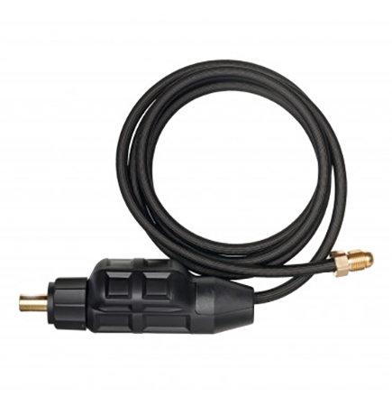SAFELOC External Gas Connection Tweco Torch Cable Connector Gas Cooled with 5/8-18 RH Female Power Cable Connection. Has B Male Gas In Connection